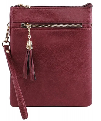 Fashion Crossbody/Messenger Bag with Tassel AD2584 WINE